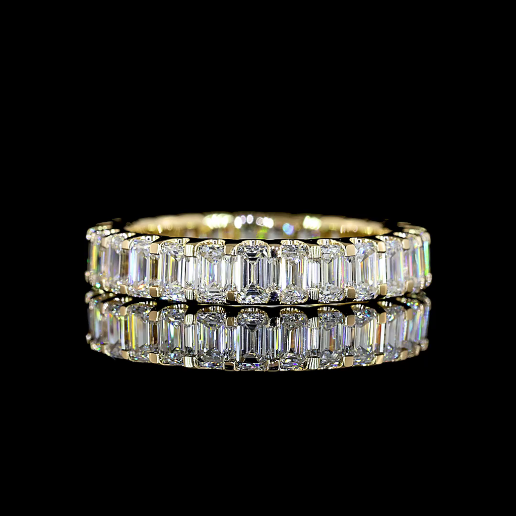 2.74 Cts 14k Yellow Gold Emerald Shape Half Eternity Eternity Band