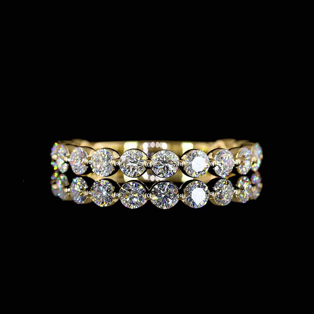 0.95 Cts 18k Yellow Gold Round Shape 3/4 Band Eternity Band