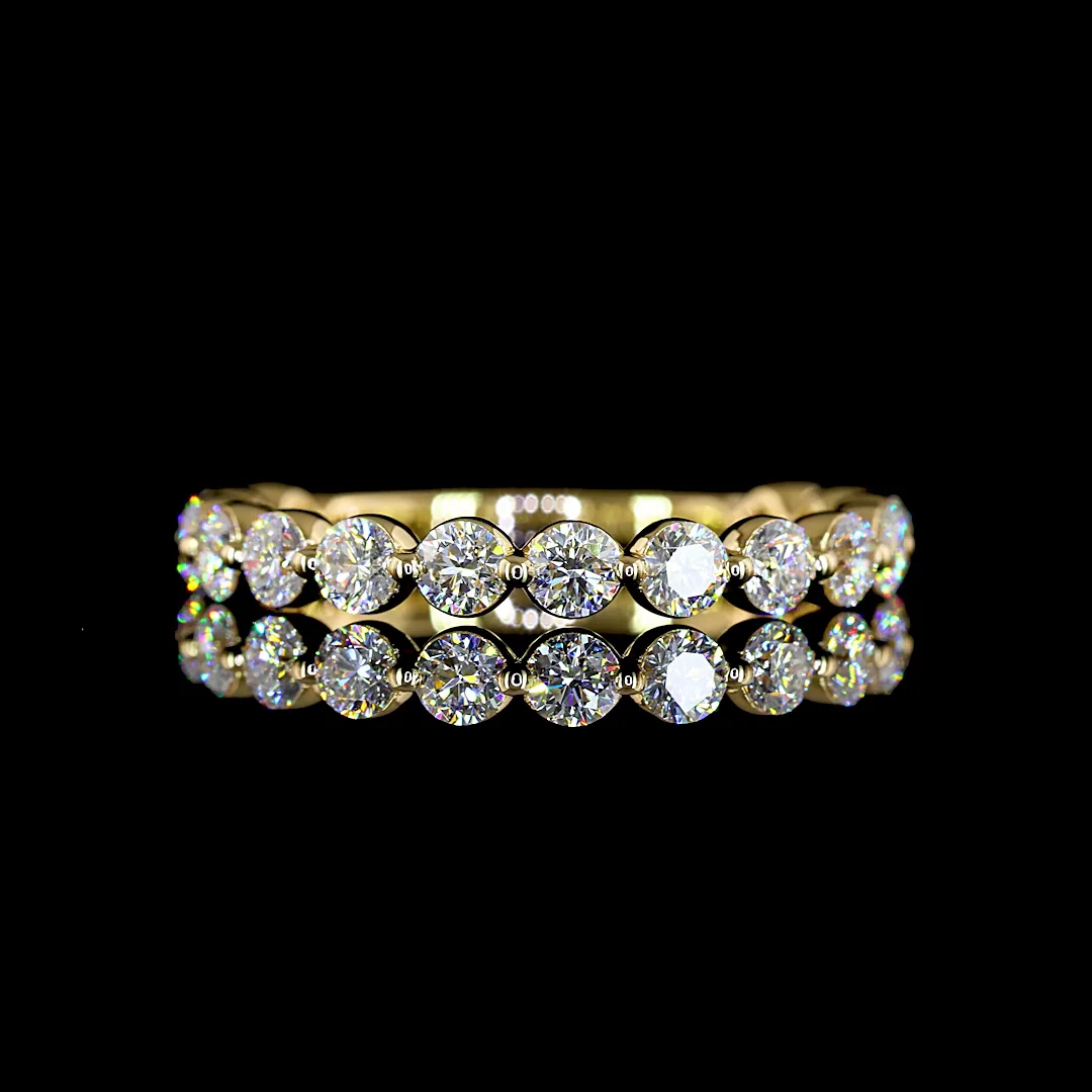 0.95 Cts 18k Yellow Gold Round Shape 3/4 Band Eternity Band