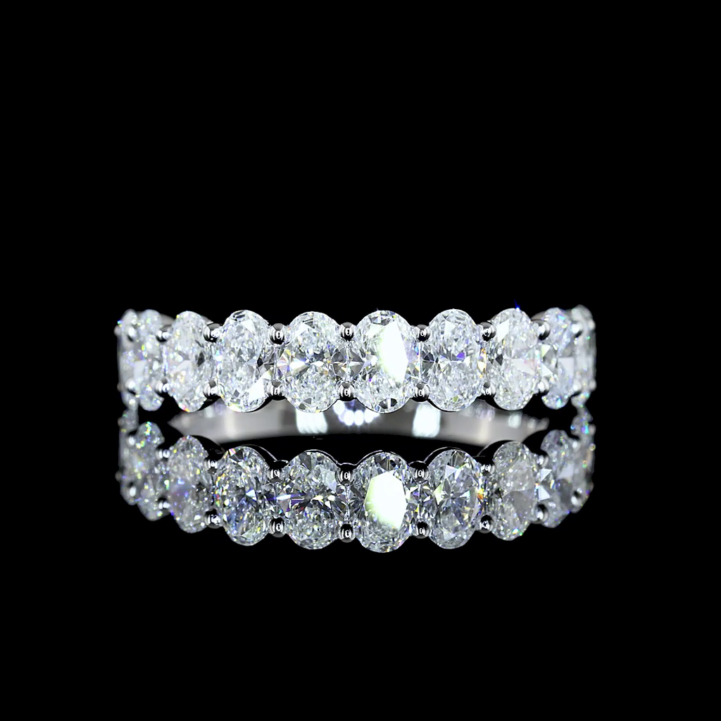 1.49 Cts 14k White Gold Oval Shape Half Eternity Eternity Band
