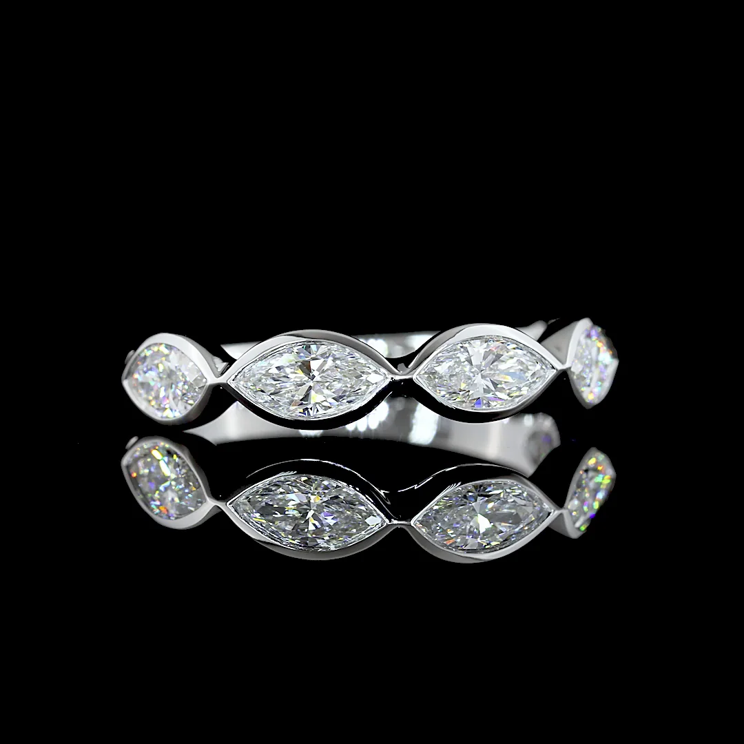 1.02 Cts 14k White Gold Marquise Shape 5 Stones Eternity Band