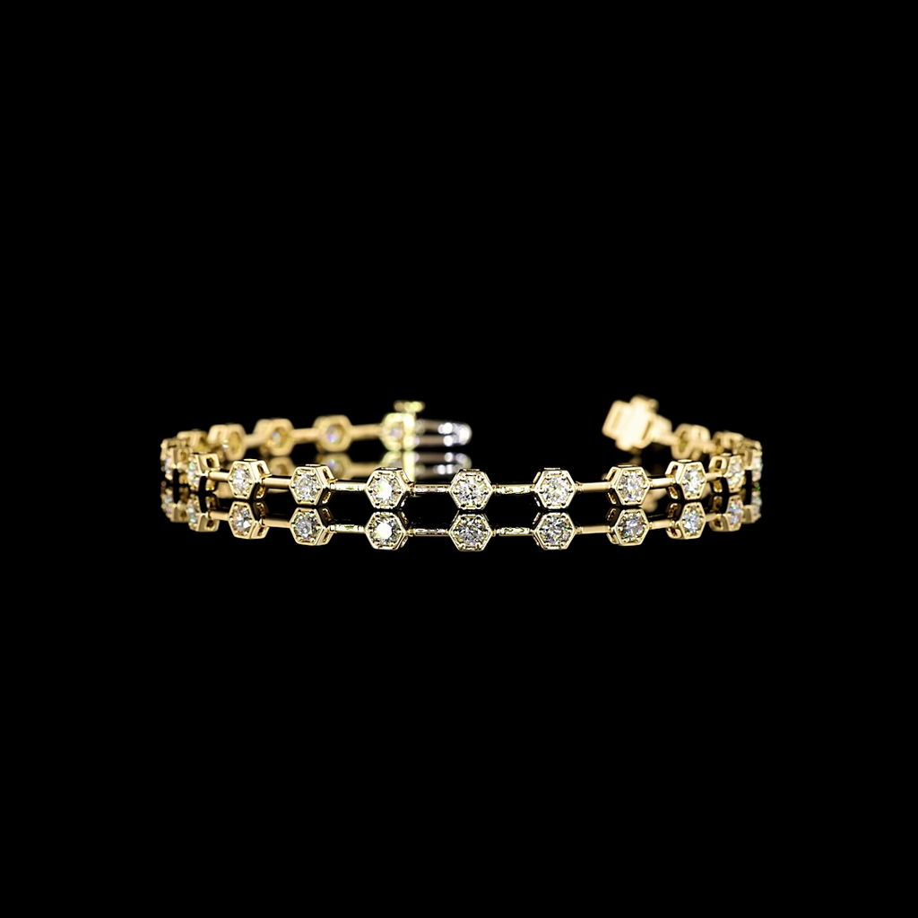 1.57 Cts 14k Yellow Gold Round Shape Station Bracelet