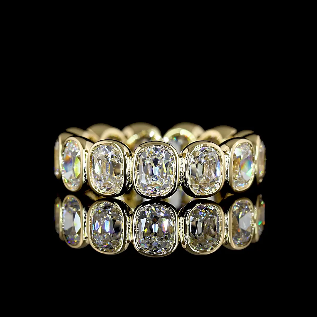 4.22 Cts 14k Yellow Gold Antique Cushion Shape Eternity Band Eternity Band
