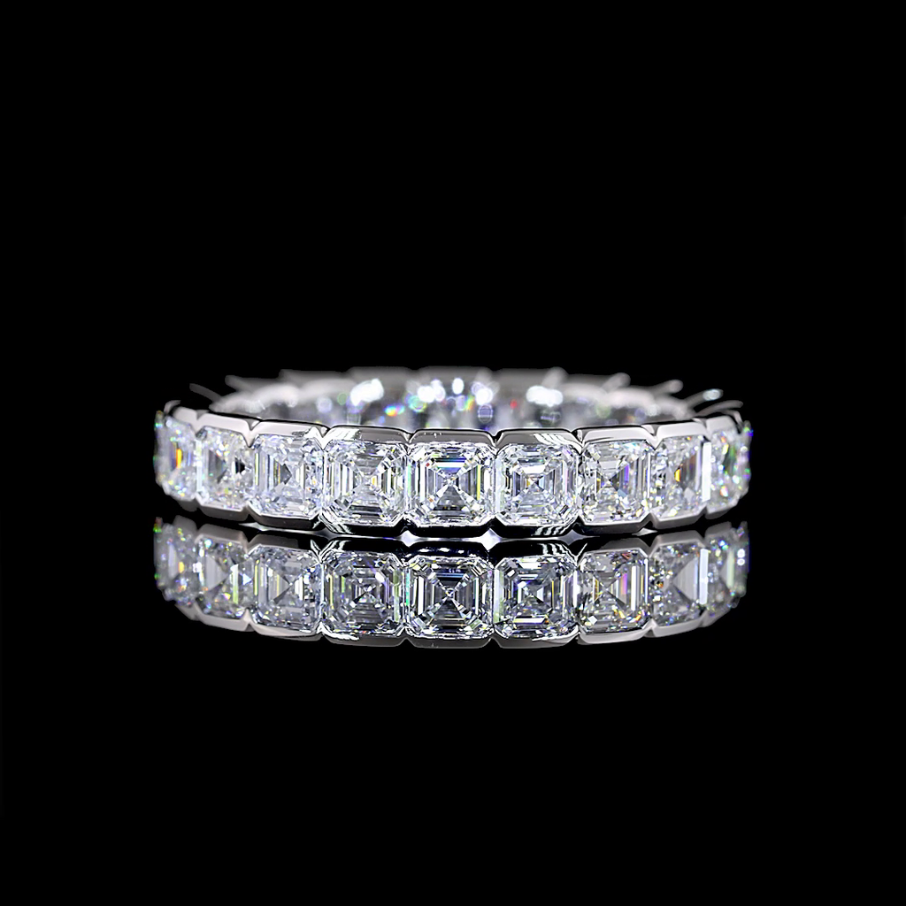 2.87 Cts 14k White Gold Asscher Shape Eternity Band Eternity Band