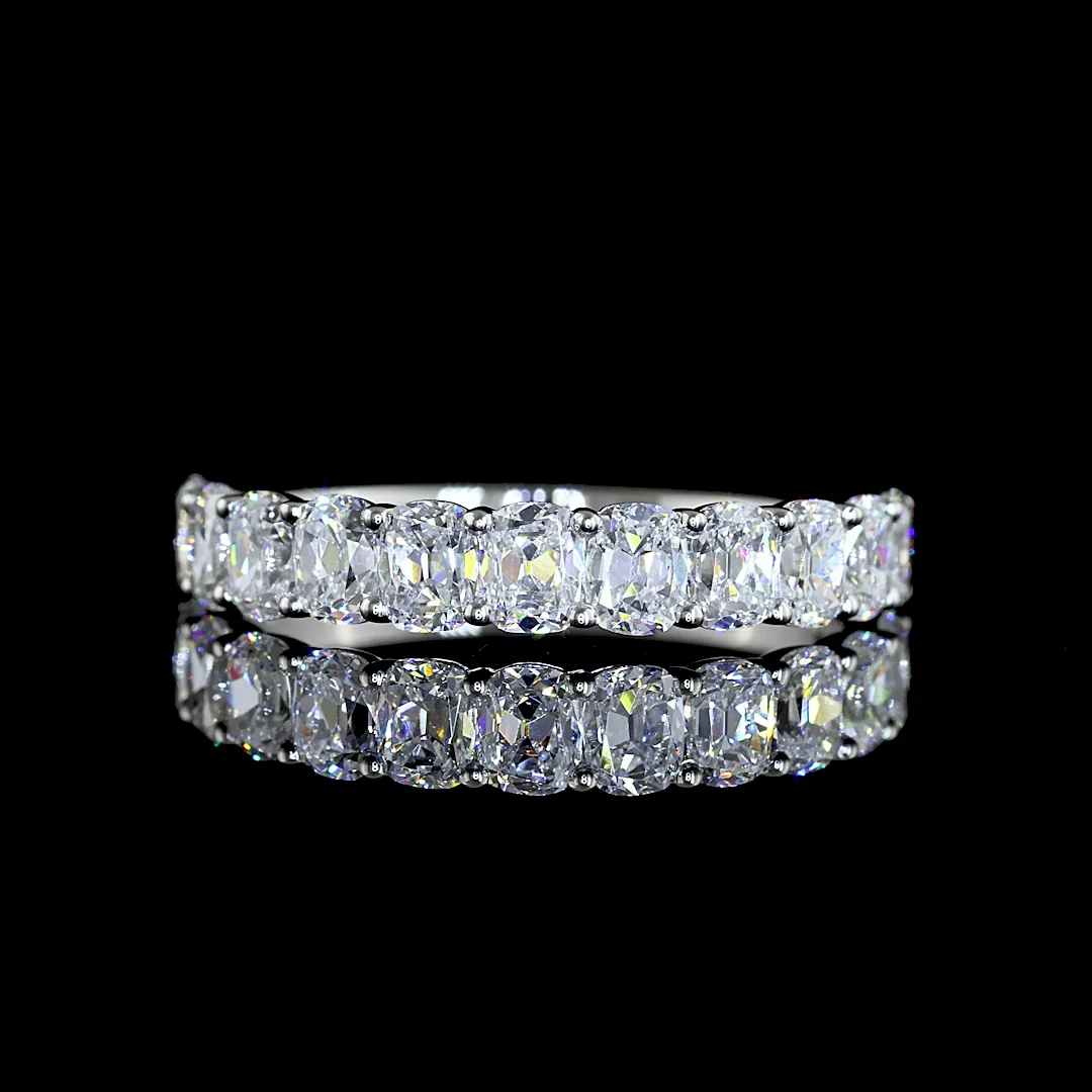 1.78 Cts Platinum Antique Cushion Shape Half Eternity Eternity Band
