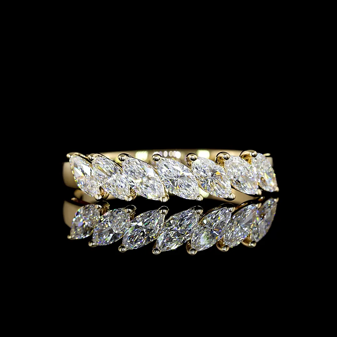 0.98 Cts 14k Yellow Gold Marquise Shape 7 Stones Eternity Band