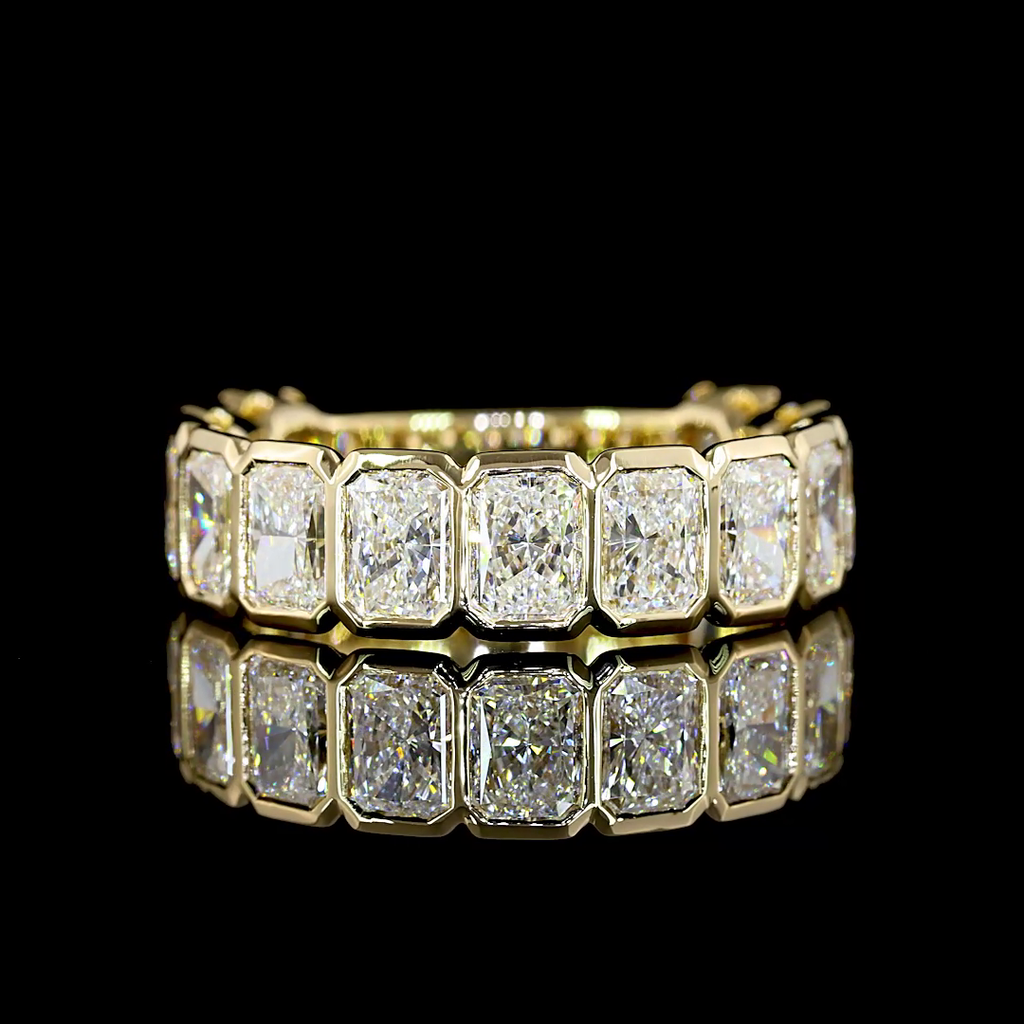 4.07 Cts 14k Yellow Gold Radiant Shape 3/4 Band Eternity Band