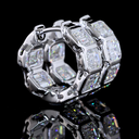 4.77 Cts 14k White Gold Emerald Shape Huggies Earring