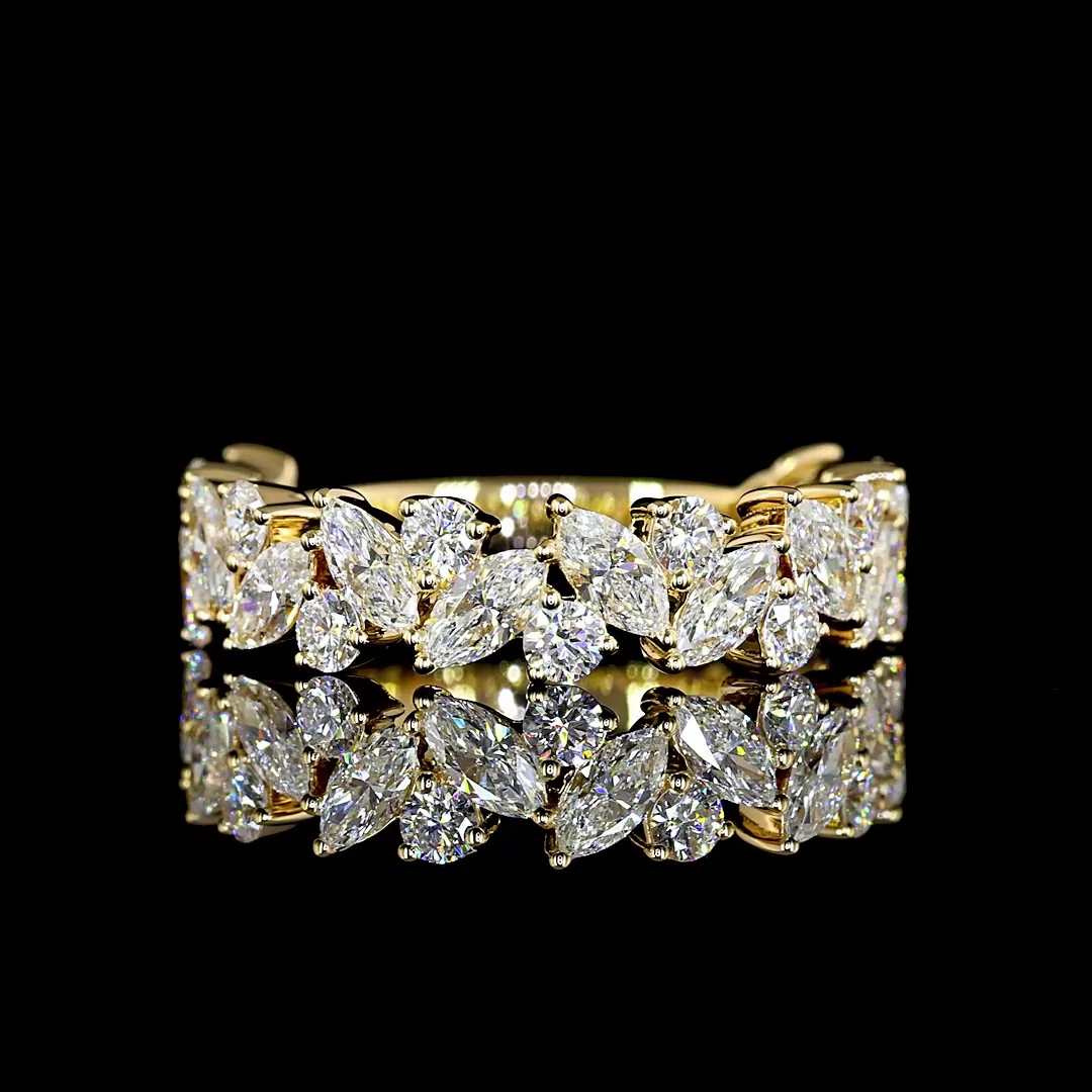 1.27 Cts 18k Yellow Gold Mix Shape 3/4 Band Eternity Band