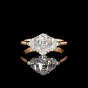 1.48 Cts 14k Rose Gold Oval Shape 3 Stones Ring