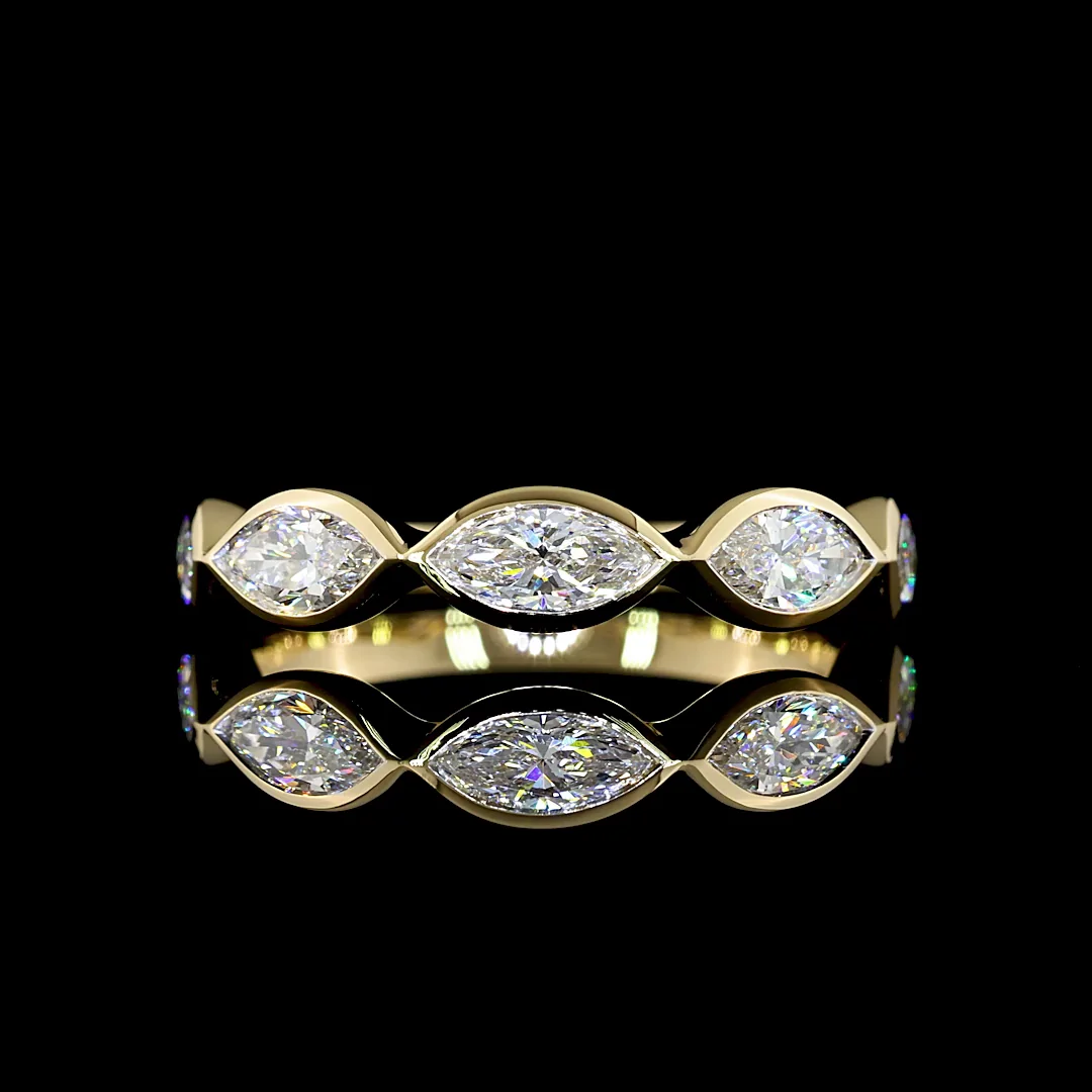 1.04 Cts 14k Yellow Gold Marquise Shape 5 Stones Eternity Band