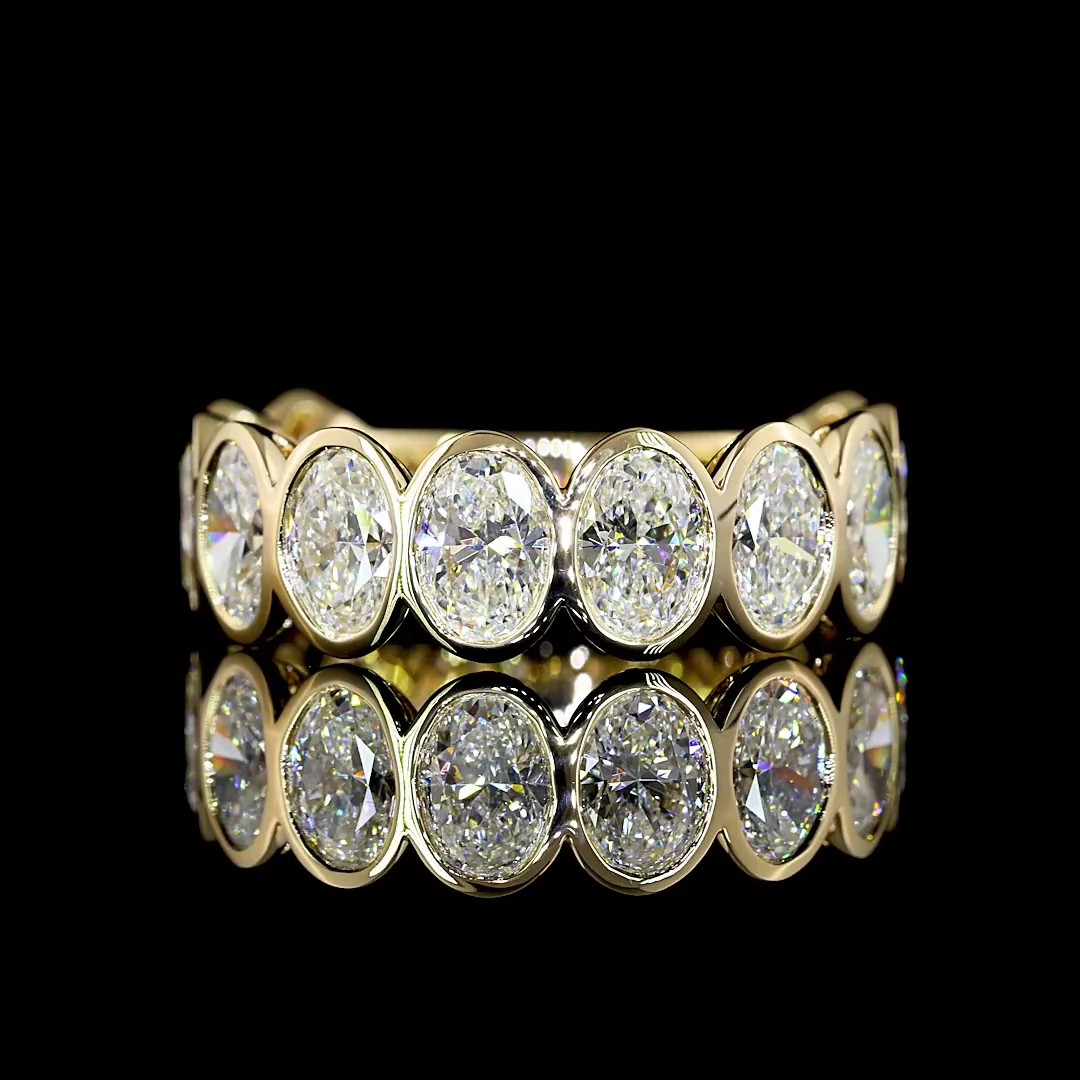 4.1 Cts 14k Yellow Gold Oval Shape 3/4 Band Eternity Band