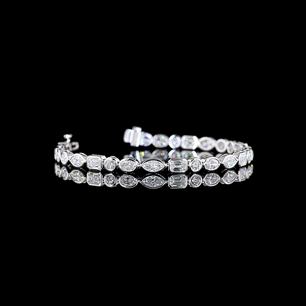 6.9 Cts 14k White Gold Mix Shape Tennis Bracelet