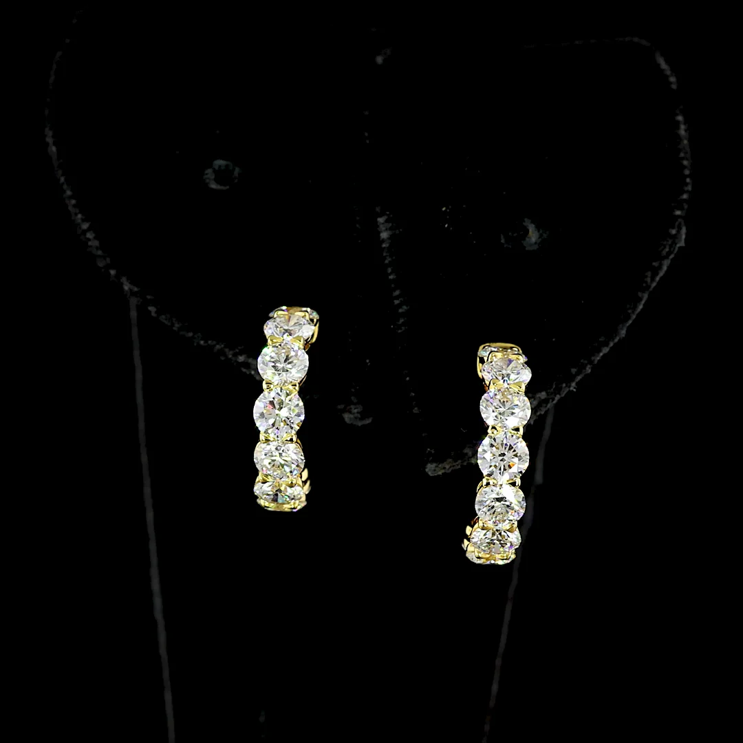 2.82 Cts 14k Yellow Gold Round Shape C Hoops Earring