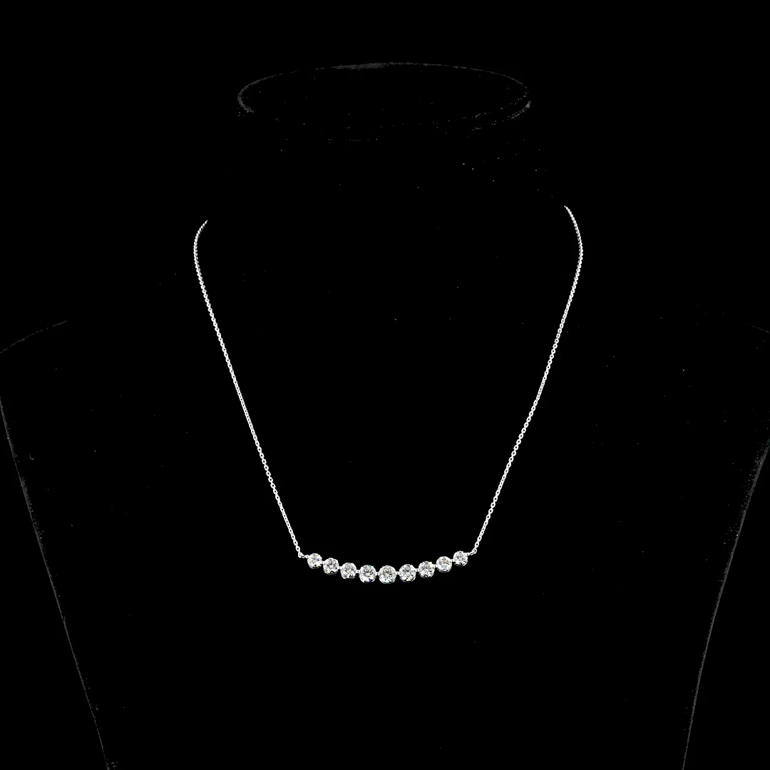 1 Cts 14k White Gold Round Shape Riviera Pendant