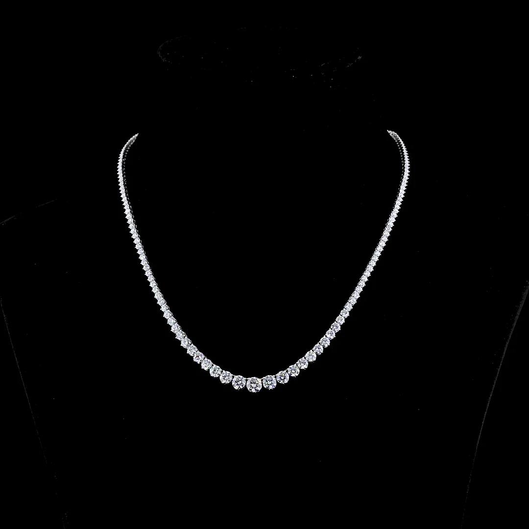8.9 Cts 14k White Gold Round Shape Riviera Necklace