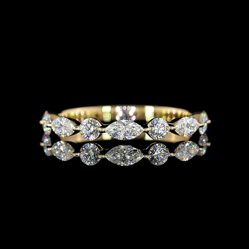 0.82 Cts 14k Yellow Gold Mix Shape 3/4 Band Eternity Band