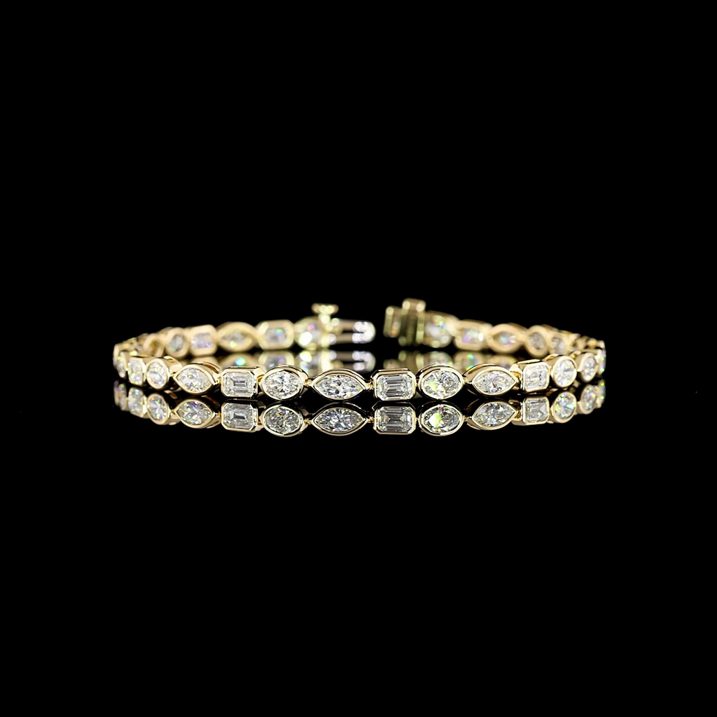 5.88 Cts 14k Yellow Gold Mix Shape Tennis Bracelet