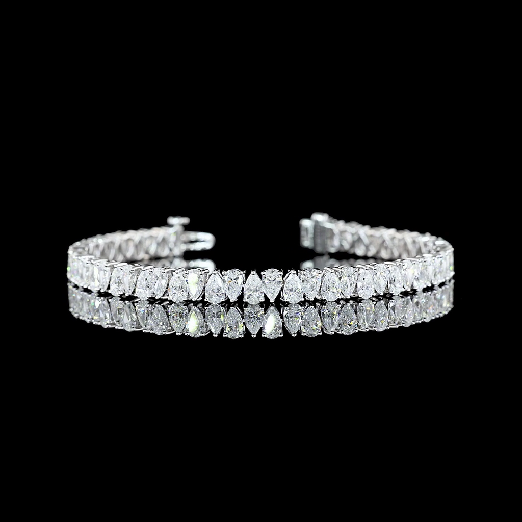 9.59 Cts 14k White Gold Pear Shape Tennis Bracelet