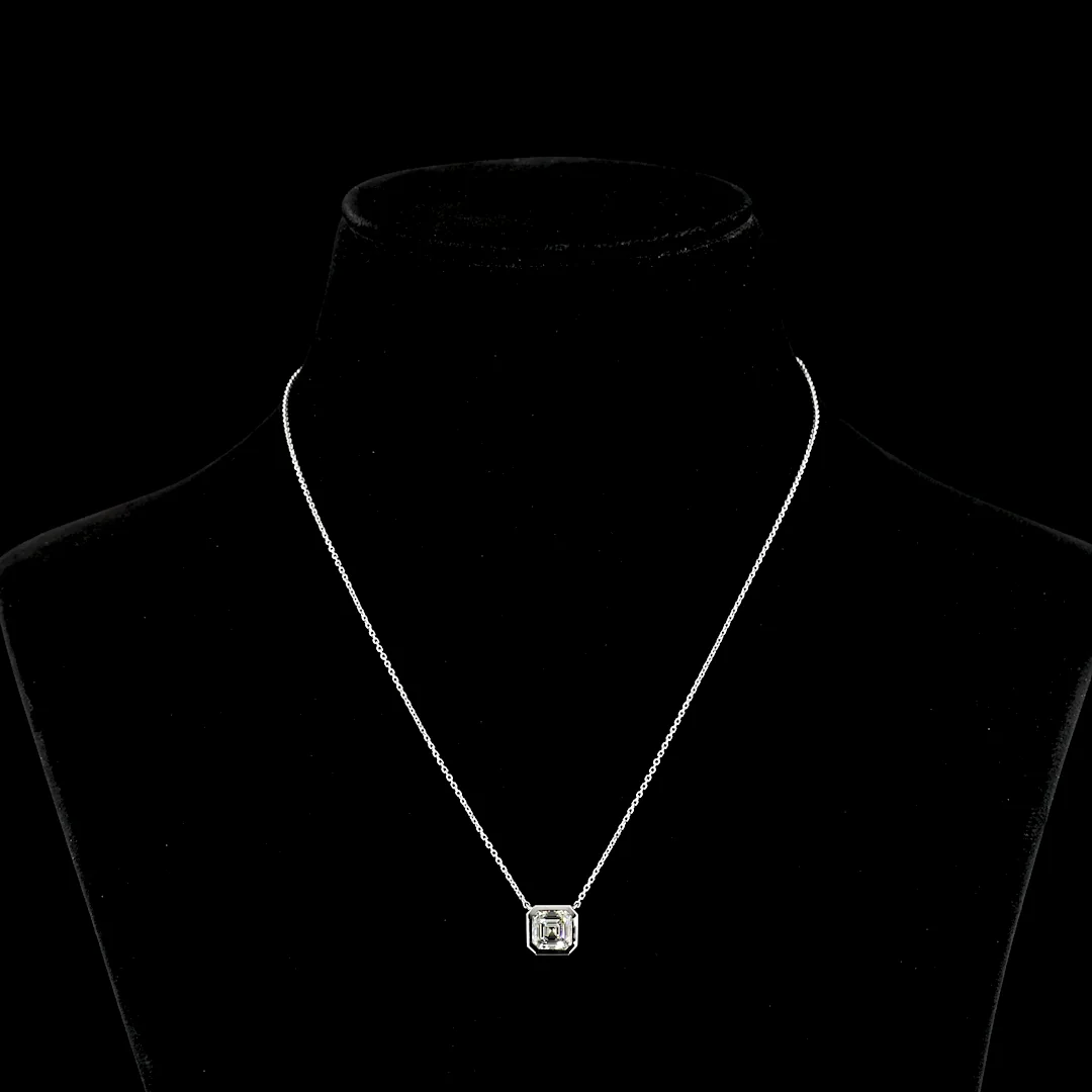 2.26 Cts 14k White Gold Asscher Shape Solitaire Pendant