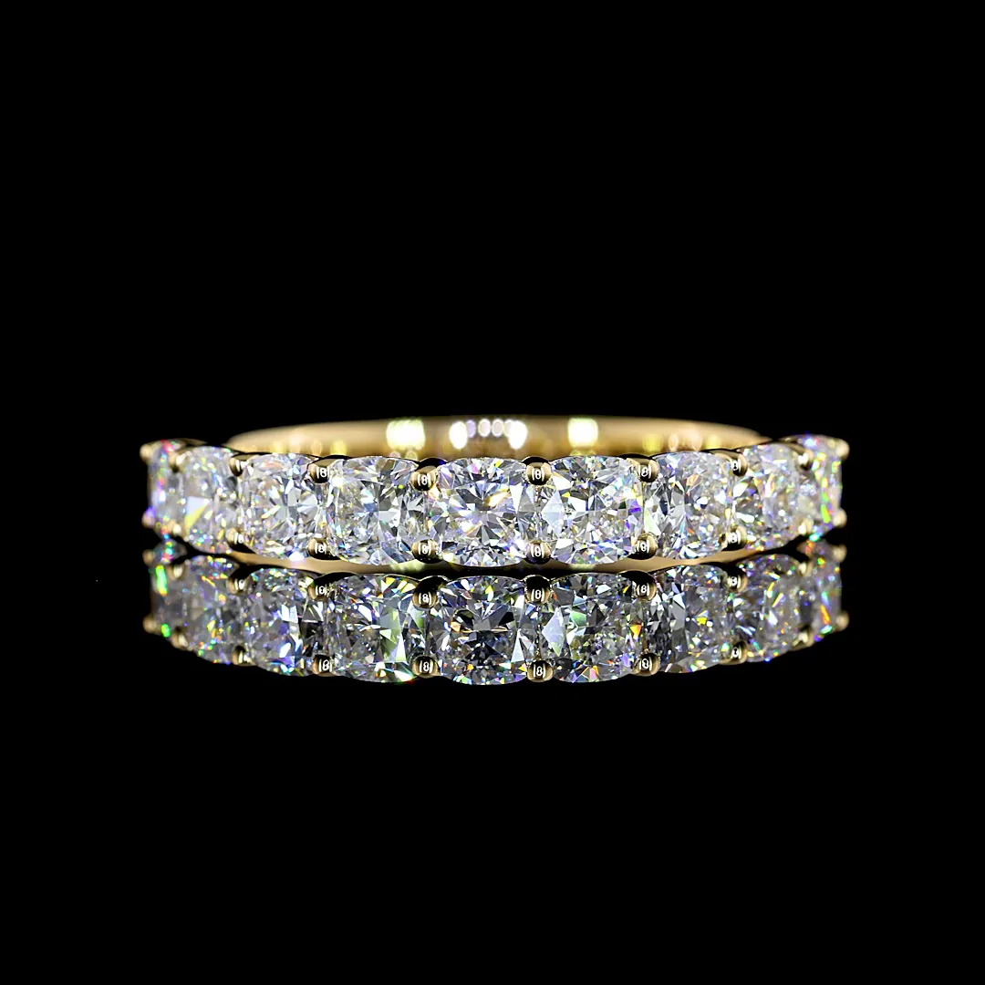 1.92 Cts 14k Yellow Gold Square Cushion Brilliant Shape Half Eternity Eternity Band