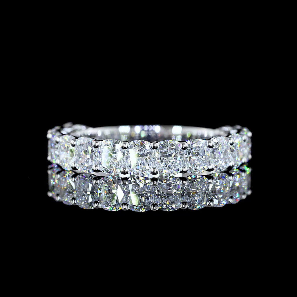 2.69 Cts 14k White Gold Cushion Brilliant Shape 3/4 Band Eternity Band