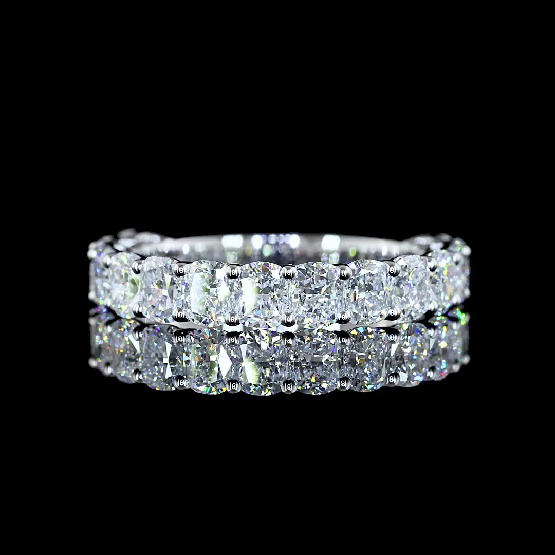 2.69 Cts 14k White Gold Cushion Brilliant Shape 3/4 Band Eternity Band