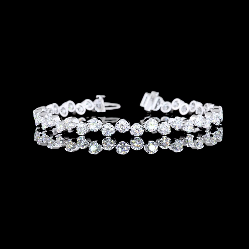 6.72 Cts 14k White Gold Round Shape Tennis Bracelet