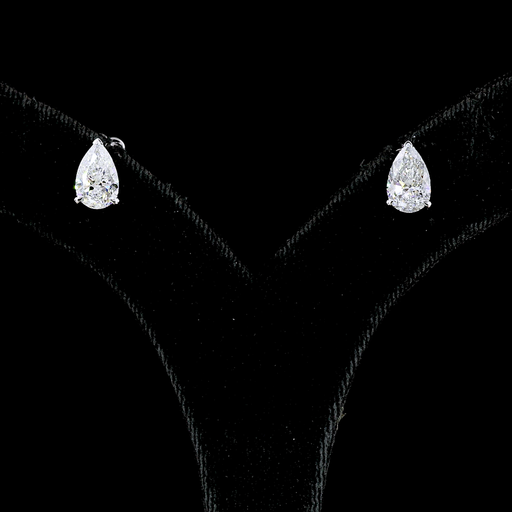 2.36 Cts 14k White Gold Pear Shape Studs Earring