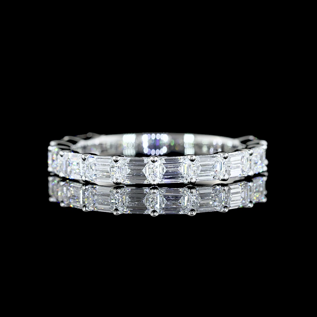 1.25 Cts Platinum Emerald Shape 3/4 Band Eternity Band