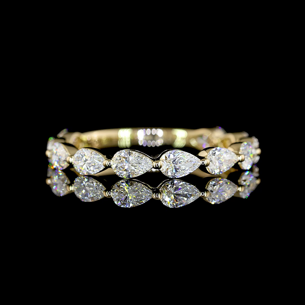 1.05 Cts 14k Yellow Gold Pear Shape 3/4 Band Eternity Band