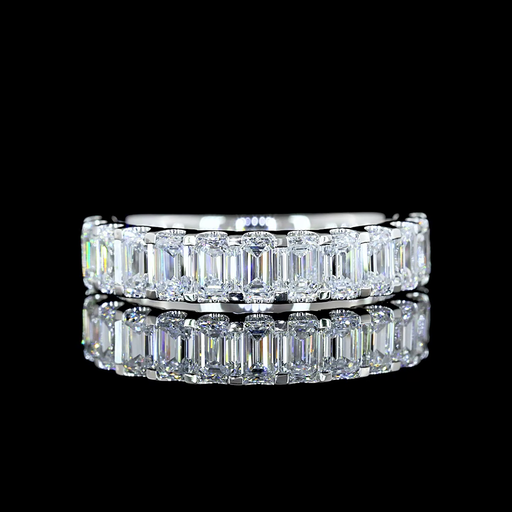 1.29 Cts Platinum Emerald Shape Half Eternity Eternity Band
