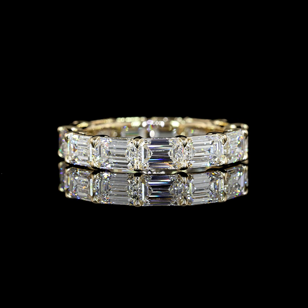 4.06 Cts 14k Yellow Gold Emerald Shape Eternity Band Eternity Band