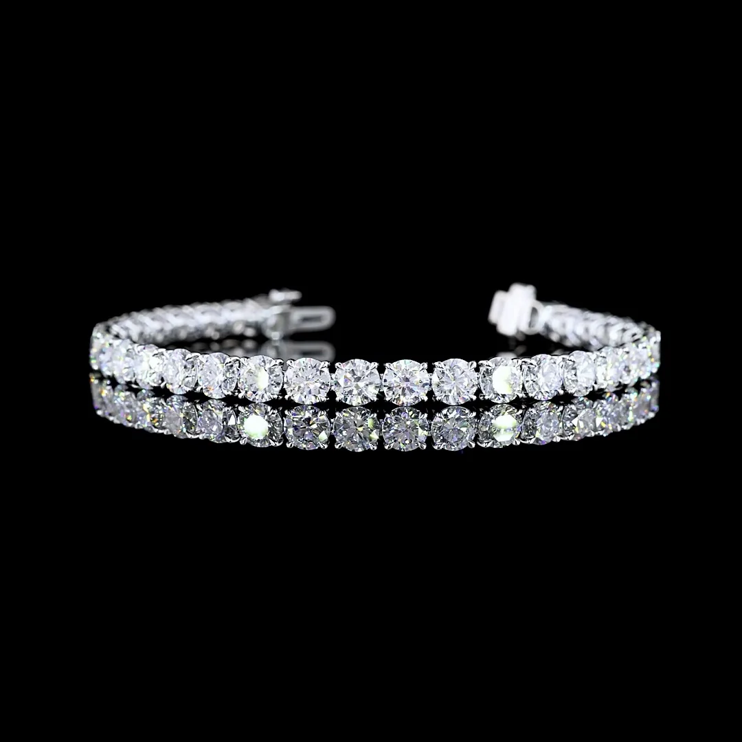13.61 Cts 14k White Gold Round Shape Tennis Bracelet