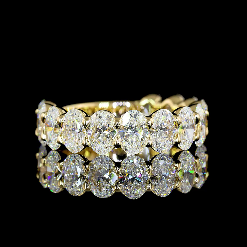 3.91 Cts 14k Yellow Gold Oval Shape 3/4 Band Eternity Band