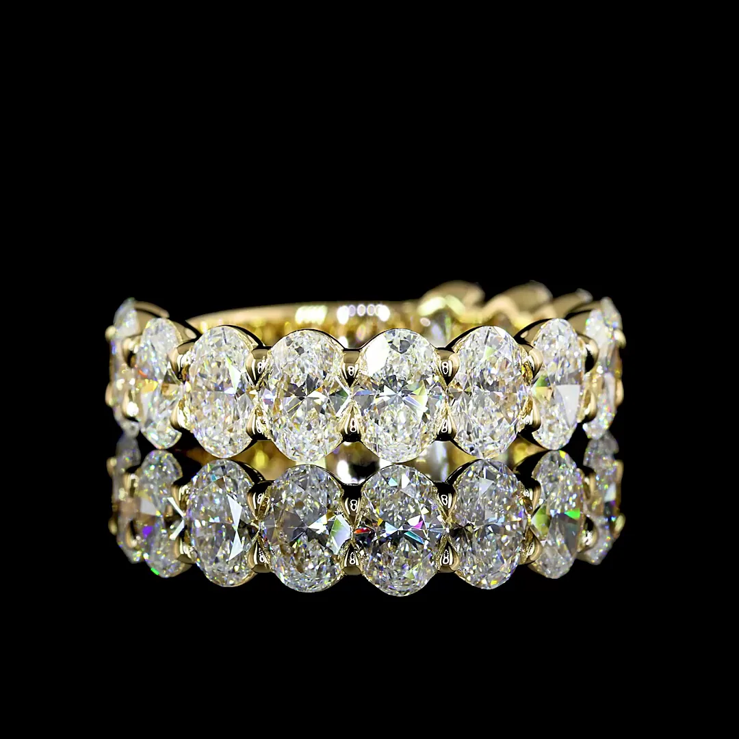 3.91 Cts 14k Yellow Gold Oval Shape 3/4 Band Eternity Band