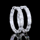 14.79 Cts 14k White Gold Emerald Shape Hoops Earring