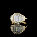 4.5 Cts 14k Yellow Gold Emerald Shape 3 Stones Ring