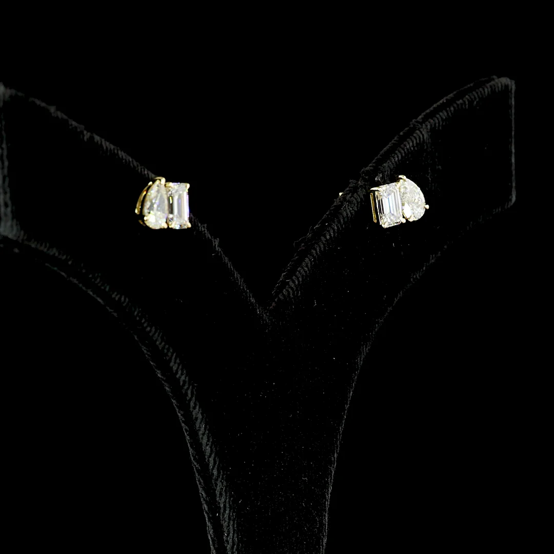 1.78 Cts 14k Yellow Gold Mix Shape Studs Earring