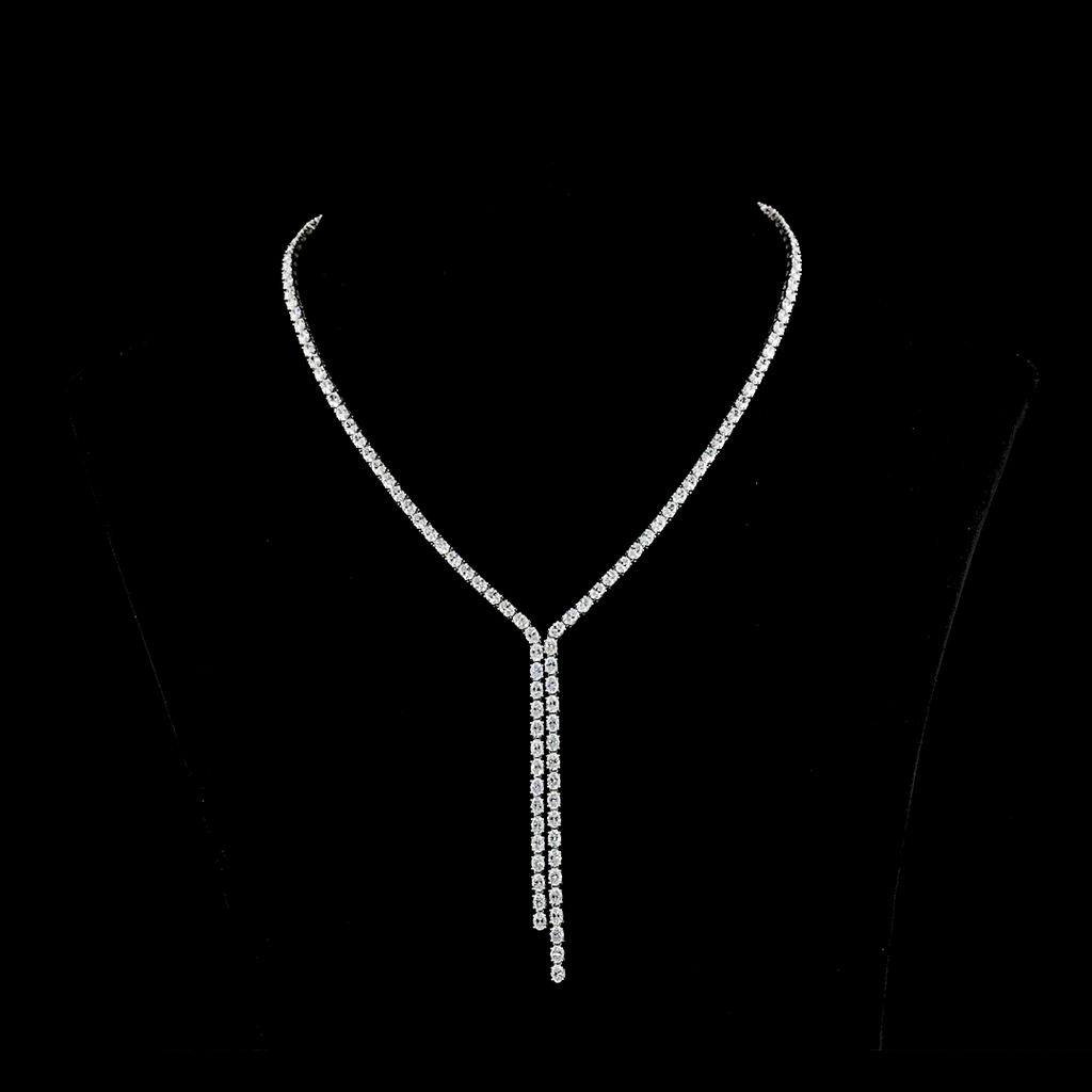 13.72 Cts 14k White Gold Oval Shape Lariat Necklace