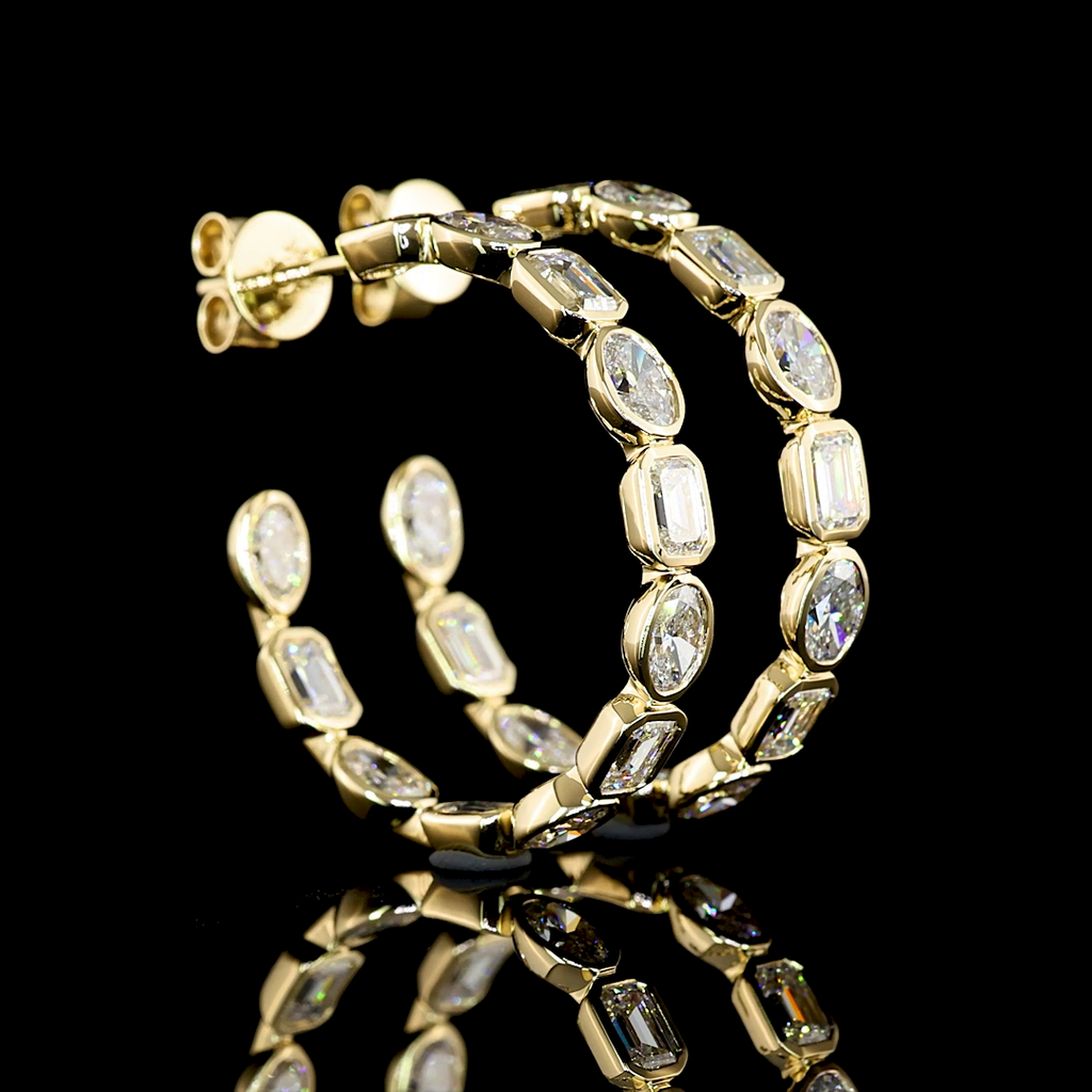 4.44 Cts 14k Yellow Gold Mix Shape C Hoops Earring