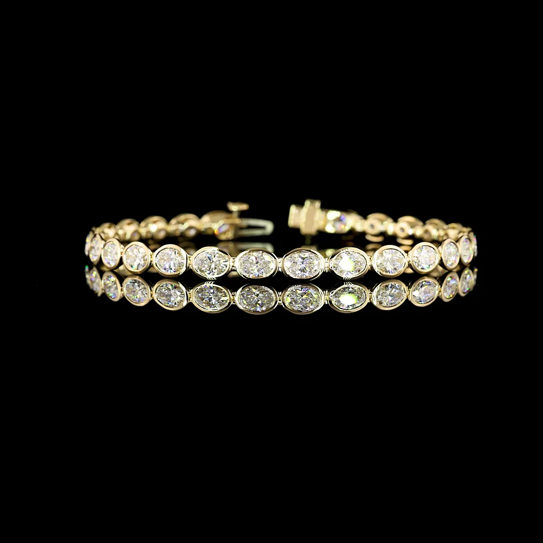 8.19 Cts 14k Yellow Gold Oval Shape Tennis Bracelet