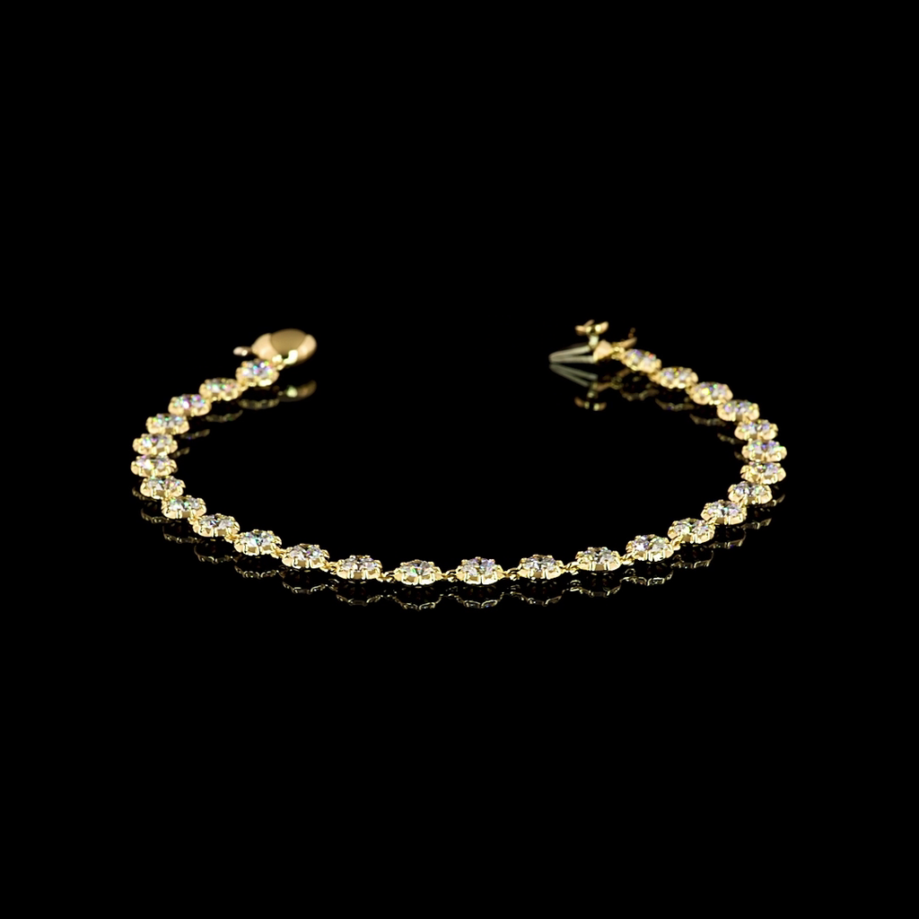 3.9 Cts 18k Yellow Gold Round Shape Tennis Bracelet