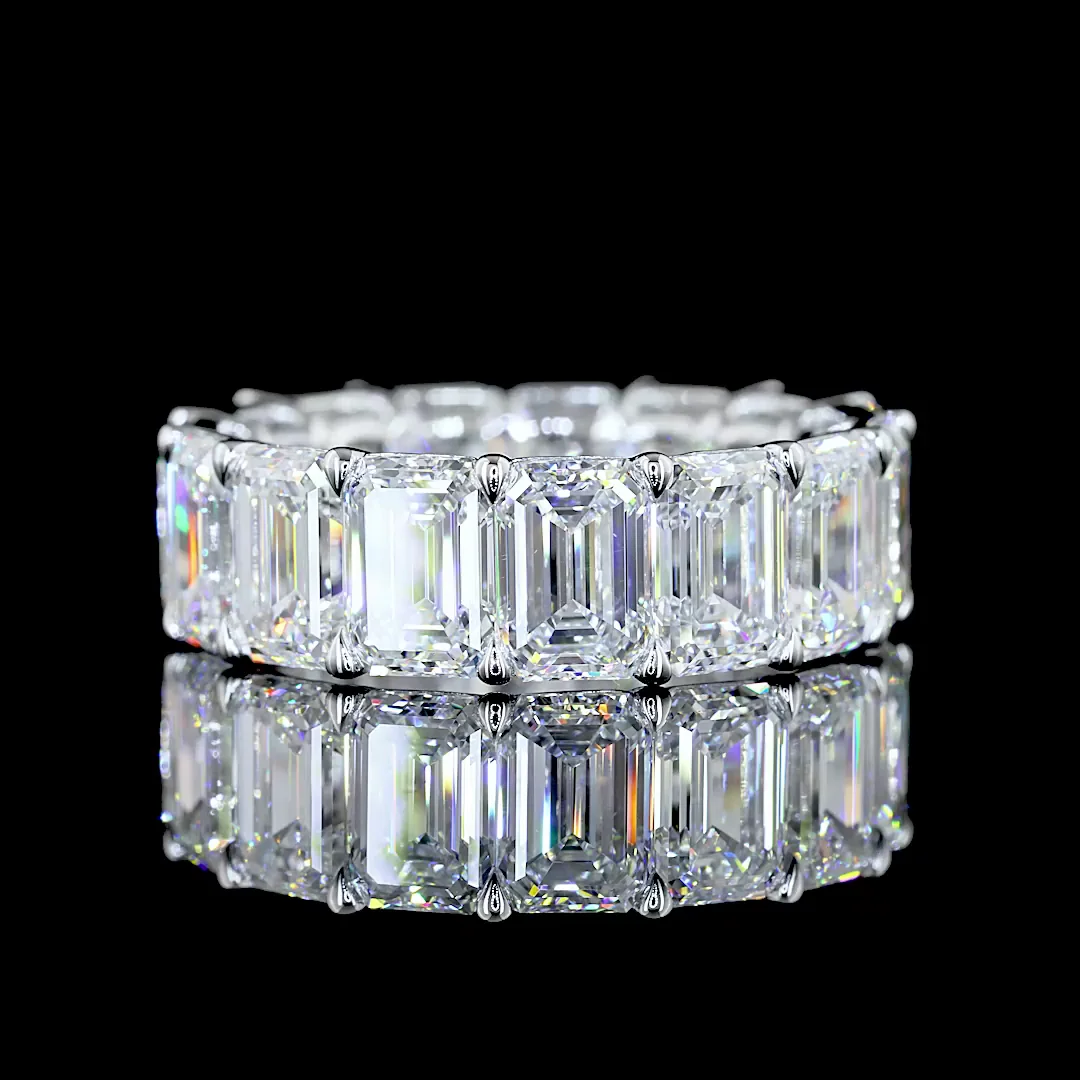 12.33 Cts 14k White Gold Emerald Shape Eternity Band Eternity Band