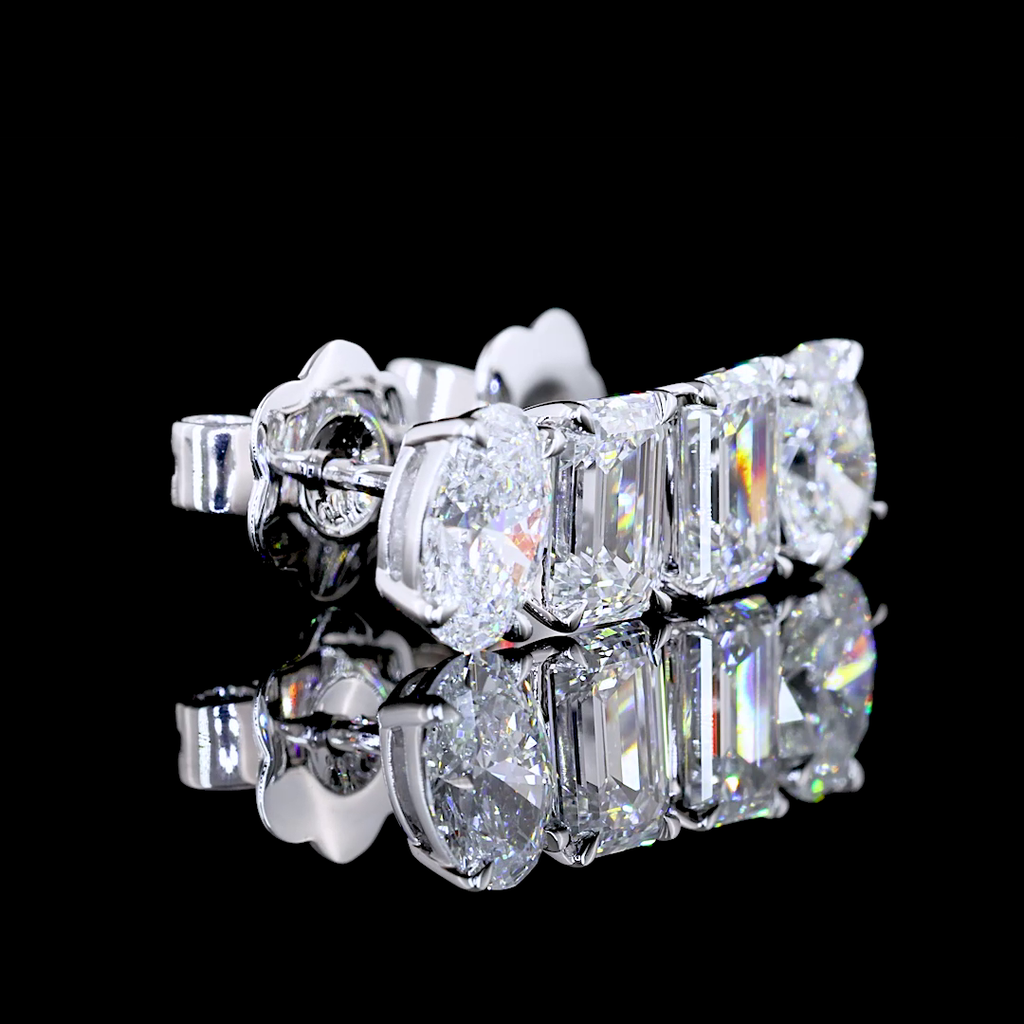 1.93 Cts 14k White Gold Oval Shape Studs Earring