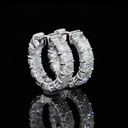 2.01 Cts 14k White Gold Radiant Shape Huggies Earring