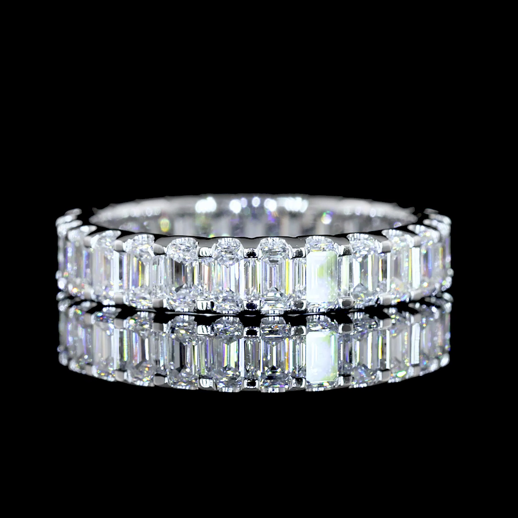 2.59 Cts 14k White Gold Emerald Shape Eternity Band Eternity Band