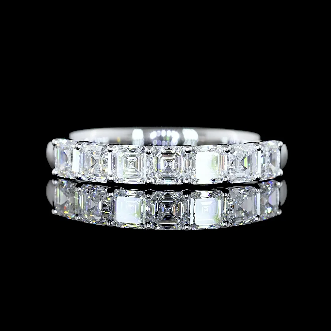 1.05 Cts 14k Yellow Gold Asscher Shape 7 Stones Eternity Band