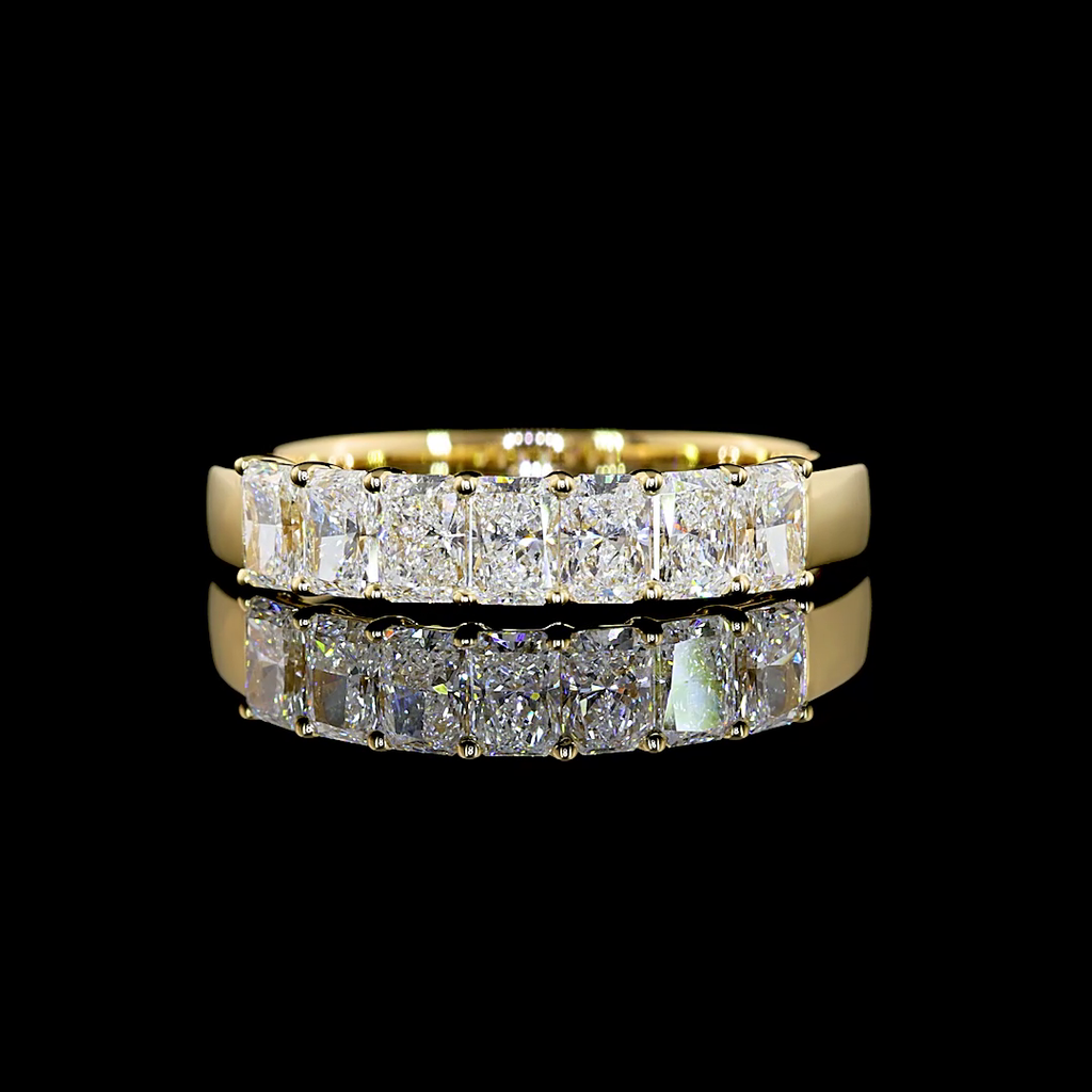 1.08 Cts 14k Yellow Gold Radiant Shape 7 Stones Eternity Band