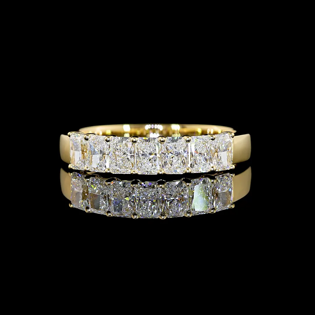 1.08 Cts 14k Yellow Gold Radiant Shape 7 Stones Eternity Band